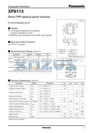 XP6113 datasheet - Silicon PNP epitaxial planer transistor