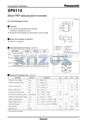 XP6114 datasheet - Silicon PNP epitaxial planer transistor