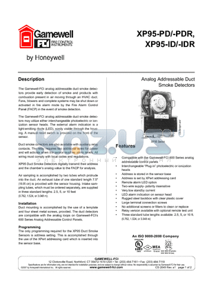 XP95-I datasheet - Analog Addressable Duct Smoke Detectors