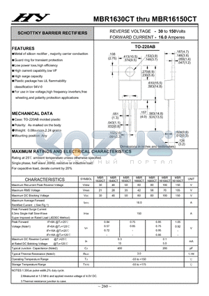 MBR16100CT datasheet - SCHOTTKY BARRIER RECTIFIERS