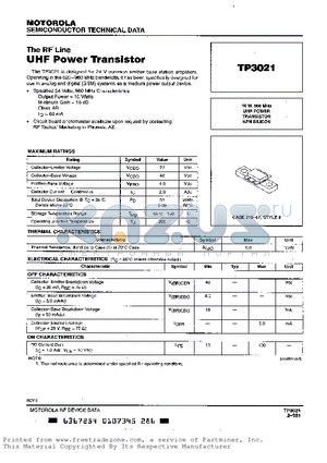 TP3021 datasheet - UHF Power Transistor