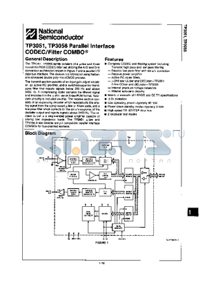 TP3056J datasheet - PARALLEL INTERFACE CODEC/FILTER COMBO