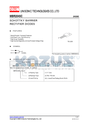 MBR2045CL-TA3-T datasheet - SCHOTTKY BARRIER RECTIFIER DIODES