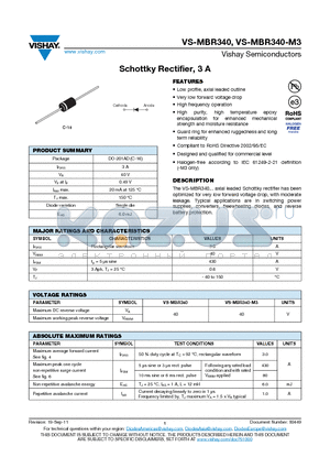 MBR340 datasheet - Schottky Rectifier, 3 A
