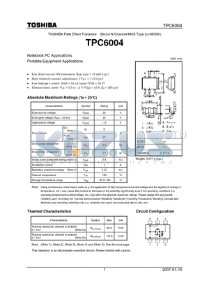 TPC6004_07 datasheet - Notebook PC Applications Portable Equipment Applications