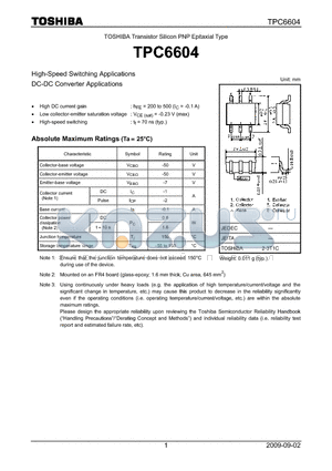 TPC6604 datasheet - Transistor Silicon PNP Epitaxial Type