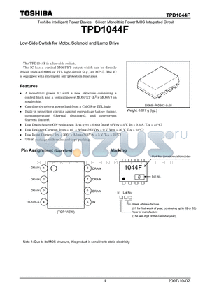TPD1044F datasheet - Low-Side Switch for Motor, Solenoid and Lamp Drive