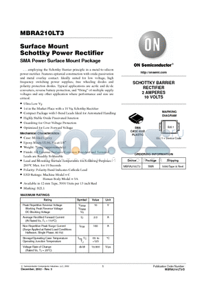 MBRA210LT3D datasheet - Surface Mount Schottky Power Rectifier