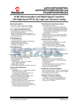 PIC24EP128GP202 datasheet - 16-Bit Microcontrollers and Digital Signal Controllers with High-Speed PWM, Op Amps and Advanced Analog