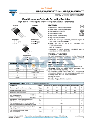 MBRF25H45CT datasheet - Dual Common-Cathode Schottky Rectifier