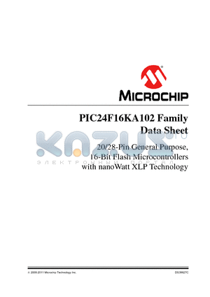 PIC24F16KA102 datasheet - 20/28-Pin General Purpose, 16-Bit Flash Microcontrollers with nanoWatt XLP Technology