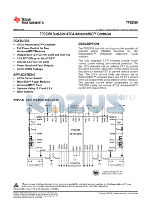 TPS2358 datasheet - TPS2358 Dual-Slot ATCA AdvancedMC Controller