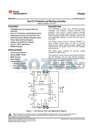 TPS2456ARHHR datasheet - Dual 12 V Protection and Blocking Controller