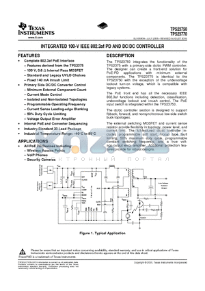 TPS23770PWPR datasheet - INTEGRATED 100-V IEEE 802.3af PD AND DC/DC CONTROLLER