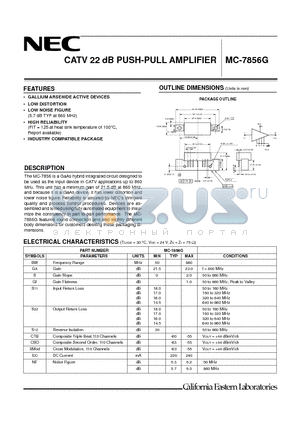 MC-7856G datasheet - CATV 22 dB PUSH-PULL AMPLIFIER