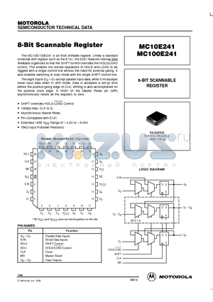 MC100E241 datasheet - 8-BIT SCANNABLE REGISTER