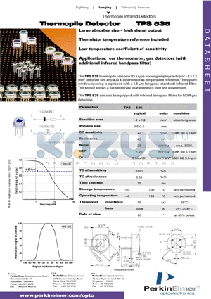 TPS535 datasheet - Thermopile Detector