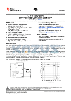 TPS54160_11 datasheet - 1.5-A, 60-V, STEP-DOWN SWIFT DC/DC CONVERTER WITH ECO-MODE