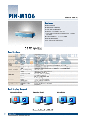 PIN-M106-100-AE datasheet - Medical Mini PC