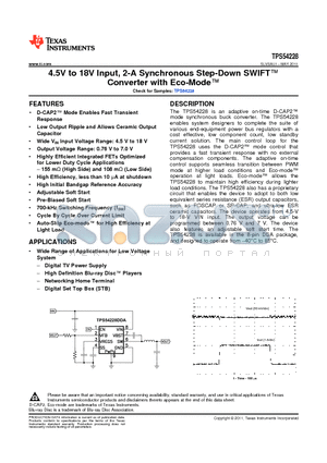 TPS54228DDA datasheet - 4.5V to 18V Input, 2-A Synchronous Step-Down SWIFT