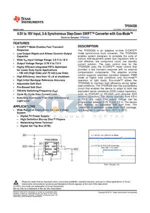TPS54328 datasheet - 4.5V to 18V Input, 3-A Synchronous Step-Down SWIFT Converter with Eco-Mode