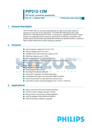 PIP212-12M datasheet - DC-to-DC converter powertrain