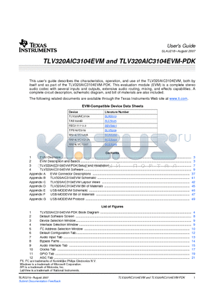 PJ-102B datasheet - TLV320AIC3104EVM and TLV320AIC3104EVM-PDK
