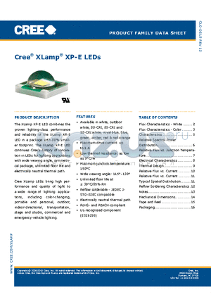 XPEWHT-01-0000-00EC2 datasheet - Cree^ XLamp^ XP-E LEDs