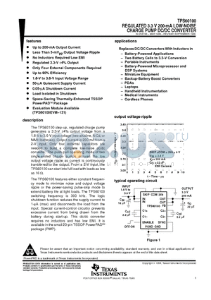 TPS60100PWP datasheet - REGULATED 3.3 V 200-mA LOW-NOISE CHARGE PUMP DC/DC CONVERTER