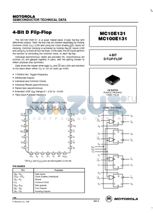 MC10E131 datasheet - 4-BIT D FLIP-FLOP