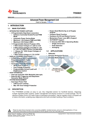 TPS658623ZQZR datasheet - Advanced Power Management Unit