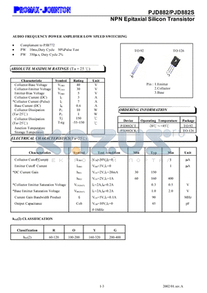 PJD882 datasheet - NPN Epitaxial Silicon Transistor