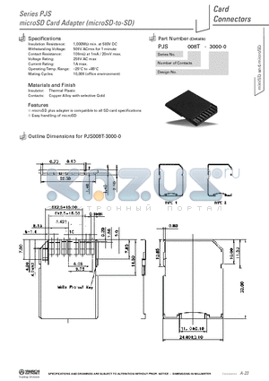 PJS008T-3000-0 datasheet - microSD Card Adapter (microSD-to-SD)