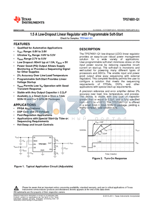 TPS74801-Q1 datasheet - 1.5 A Low-Dropout Linear Regulator with Programmable Soft-Start