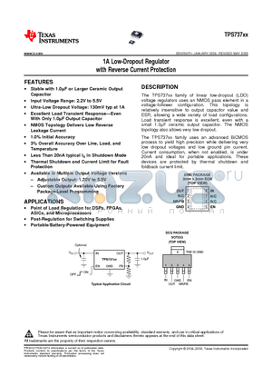 TPS73718DCQG4 datasheet - 1A Low-Dropout Regulator with Reverse Current Protection