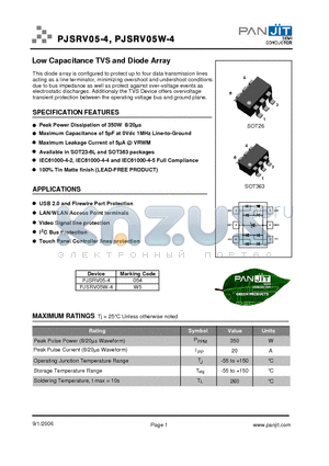 PJSRV05-4 datasheet - Low Capacitance TVS and Diode Array