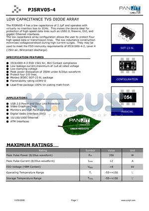 PJSRV05-4_06 datasheet - Low Capacitance TVS and Diode Array