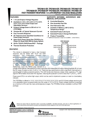 TPS76801QPWPREP datasheet - FAST-TRANSIENT-RESPONSE 1-A LOW-DROPOUT VOLTAGE REGULATORS