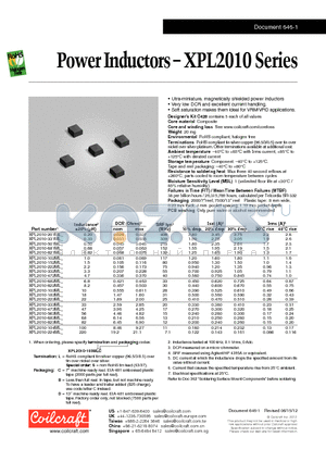 XPL2010-223ML datasheet - Power Inductors