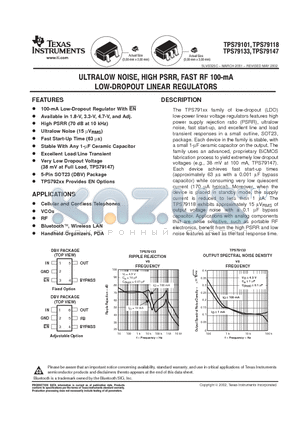 TPS79101 datasheet - ULTRALOW NOISE, HIGH PSRR, FAST RF 100-MA LOW DROPOUT LINEAR REGULATORS