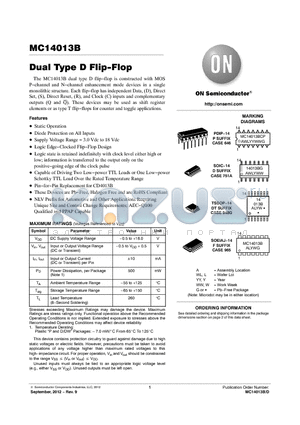 MC14013BDG datasheet - Dual Type D Flip-Flop