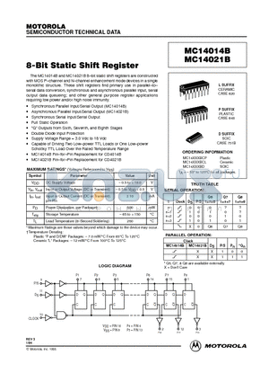 MC14014B datasheet - 8-Bit Static Shift Register