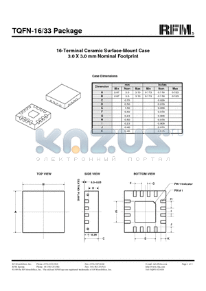 TQFN-1633 datasheet - 16-Terminal Ceramic Surface-Mount Case 3.0 X 3.0 mm Nominal Footprint