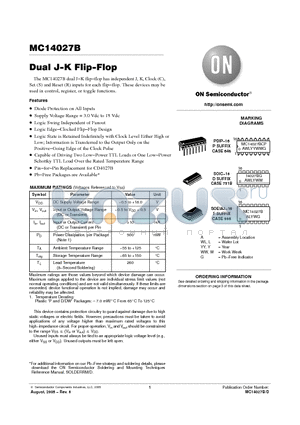 MC14027BFEL datasheet - Dual J−K Flip−Flop