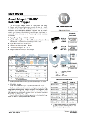 MC14093BDTEL datasheet - Quad 2-Input NAND Schmitt Trigger