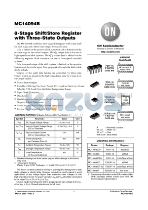 MC14094BD datasheet - 8-Stage Shift/Store Register with Three-State Outputs