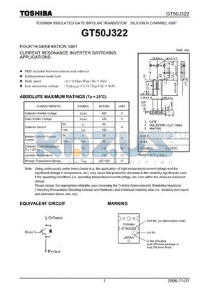 GT50J322_06 datasheet - SILICON N CHANNEL IGBT FOURTH GENERATION IGBT