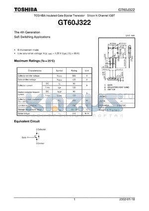 GT60J322 datasheet - The 4th Generation Soft Switching Applications