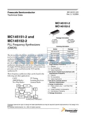 MC145152DW2 datasheet - PLL Frequency Synthesizers (CMOS)