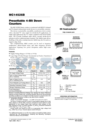 MC14526B datasheet - Presettable 4−Bit Down Counters